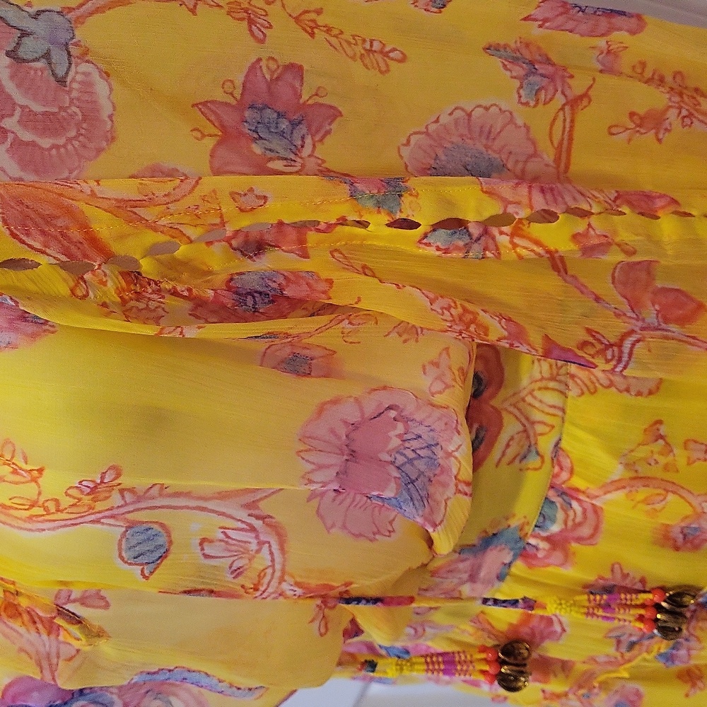 HEMANT & NANDITA Vibrant Yellow Floral 2 Peices Set - Picture 7 of 12